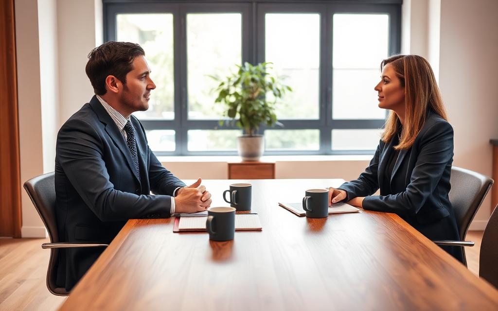 Two people having a calm honest conversation